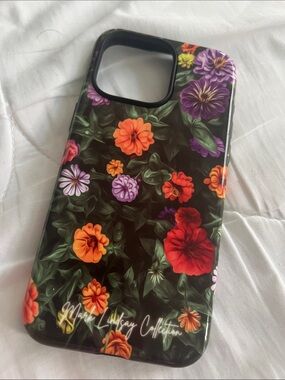 Floral Camera Phone Case - Black with Orange & Purple Blooms